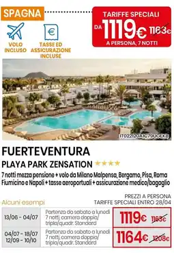 Eurospin Fuerteventura playa park zensation 7 Notti offerta