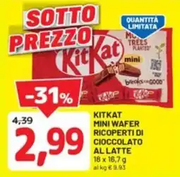 DPiù Kitkat mini wafer ricoperti di cioccolato allatte offerta