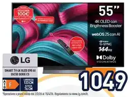Unieuro LG SMART TV 4K OLED EVO AI 55C55 SERIE C5 offerta