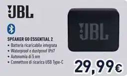 Unieuro JBL SPEAKER GO ESSENTIAL 2 offerta