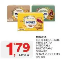 Sisa Misura fette biscottate fibre extra integrali/ multigrain segale/ senza zucchero offerta