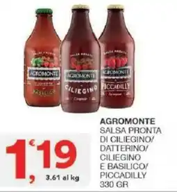 Sisa Agromonte salsa pronta di ciliegino! datterino/ ciliegino e basilico/ piccadilly offerta