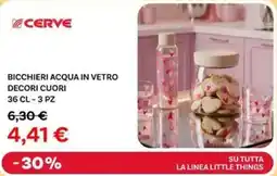 Max Factory Cerve bicchieri acqua in vetro decori cuori offerta