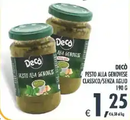 Deco Supermercati Decò pesto alla genovese classico/senza aglio offerta