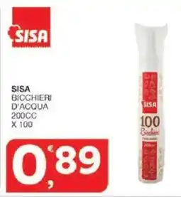 Sisa Sisa bicchieri d'acqua 200CC offerta