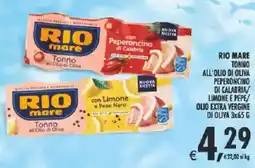 Deco Supermercati Rio mare tonno all'olio di oliva peperoncino di calabria/ limone e pepe/ olio extra vergine di oliva offerta