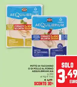 Pam Petto di tacchino o di pollo al forno aequilibrium AIA offerta