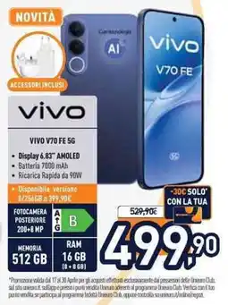 Unieuro VIVO V70 FE 5G offerta