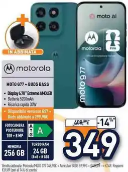 Unieuro motorola MOTO G77+ BUDS BASS offerta