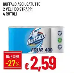 Galassia Buffalo asciugatutto 2 veli 100 strappi 4 rotoli offerta