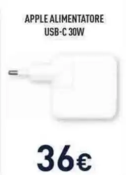 Unieuro Apple alimentatore USB-C 30W offerta