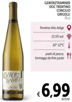 Spazio Conad Gewürztraminer doc trentino CONCILIO GRIGOLLI offerta