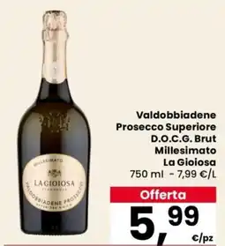 Despar Valdobbiadene Prosecco Superiore D.O.C.G. Brut Millesimato La Gioiosa offerta