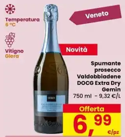 Despar Spumante prosecco Valdobbiadene DOCG Extra Dry Gemin offerta