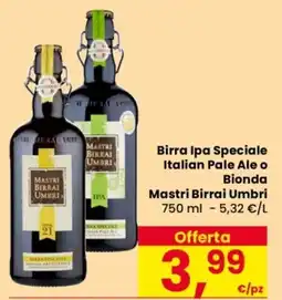 Despar Birra Ipa Speciale Italian Pale Ale o Bionda Mastri Birrai Umbri offerta