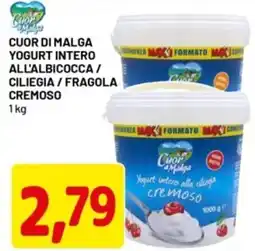 DPiù Cuor di malga yogurt intero all'albicocca/ ciliegia / fragola cremoso offerta