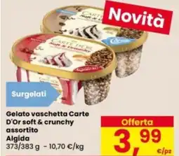 Eurospar Gelato vaschetta Carte D'Or soft & crunchy Algida offerta
