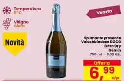 Eurospar Spumante prosecco Valdobbiadene DOCG Extra Dry Gemin offerta