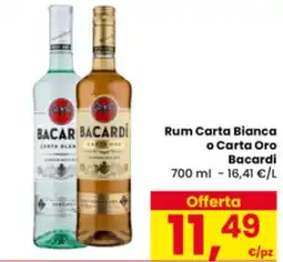 Eurospar Rum Carta Bianca o Carta Oro Bacardi offerta