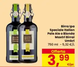 Eurospar Birra Ipa Speciale Italian Pale Ale o Bionda Mastri Birrai Umbri offerta