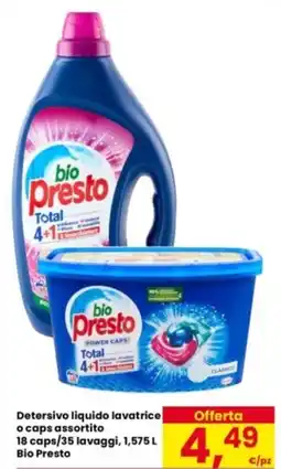 Eurospar Detersivo liquido lavatrice o caps Bio Presto offerta