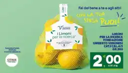 Eurospar Limoni per la ricerca fondazione umberto veronesi offerta