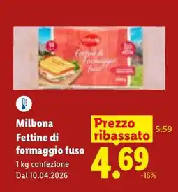 Lidl Milbona Fettine di formaggio fuso offerta