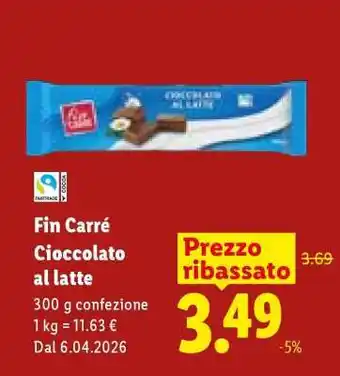 Lidl Fin Carré Cioccolato al latte offerta