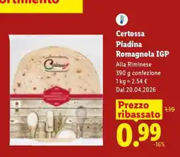 Lidl Certossa Piadina Romagnola IGP offerta