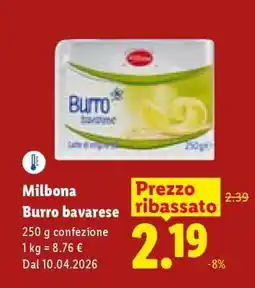 Lidl Milbona Burro bavarese offerta
