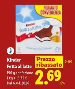 Lidl Kinder Fetta al Latte offerta