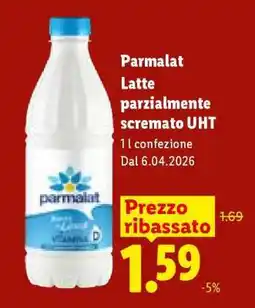 Lidl Parmalat Latte parzialmente scremato UHT offerta