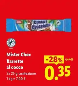 Lidl Mister Choc Barrette al cocco offerta