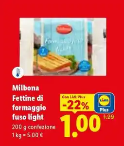 Lidl Milbona Fettine di formaggio fuso light offerta