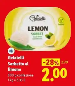 Lidl Gelatelli Sorbetto al limone offerta