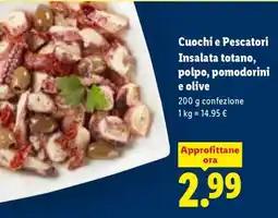 Lidl Cuochi e Pescatori Insalata totano, polpo, pomodorini e olive offerta