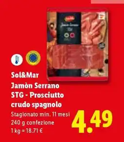 Lidl Sol&Mar Jamón Serrano STG - Prosciutto crudo spagnolo offerta