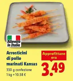 Lidl Arrosticini di pollo marinati Kansas offerta
