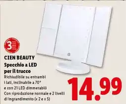 Lidl Cien BEAUTY Specchio a LED per il trucco offerta