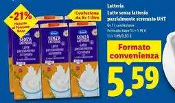 Lidl Latteria Latte senza lattosio parzialmente scremato UHT offerta