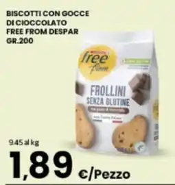 Eurospar Biscotti con gocce di cioccolato FREE FROM DESPAR offerta