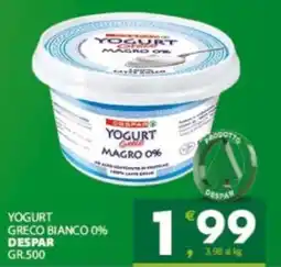 Eurospar Yogurt greco bianco 0% DESPAR offerta