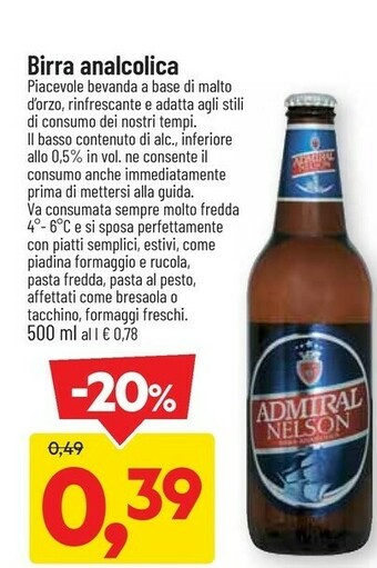 DPiù Admiral nelson birra analcolica offerta
