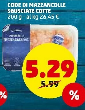 PENNY Code di mazzancolle sgusciate cotte offerta
