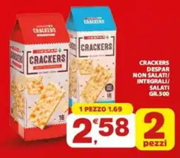 Eurospar Crackers despar non salati/ integrali salati offerta