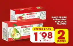 Eurospar Succo despar pesca/pera/ albicocca offerta