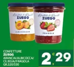 Eurospar Confetture zuegg arancia/albicocca/ ciliegia/fragola offerta