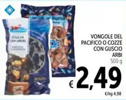 Spazio Conad Vongole del pacifico o cozze con guscio ARBI offerta