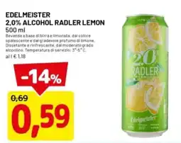 DPiù Edelmeister 2,0% alcohol radler lemon offerta