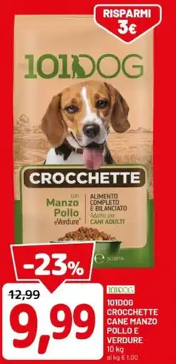 DPiù 101dog crocchette cane manzo pollo e verdure offerta